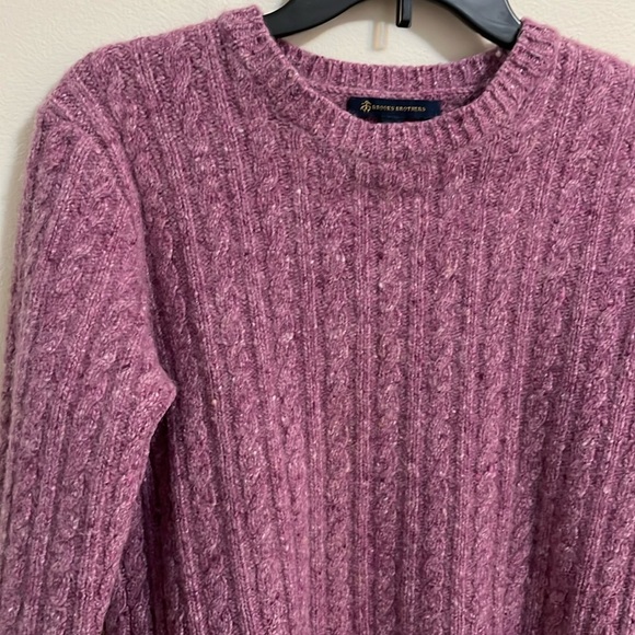 Brooks Brothers sweater top woman’s cable knit crew neck merino wool alpaca - Picture 3 of 10